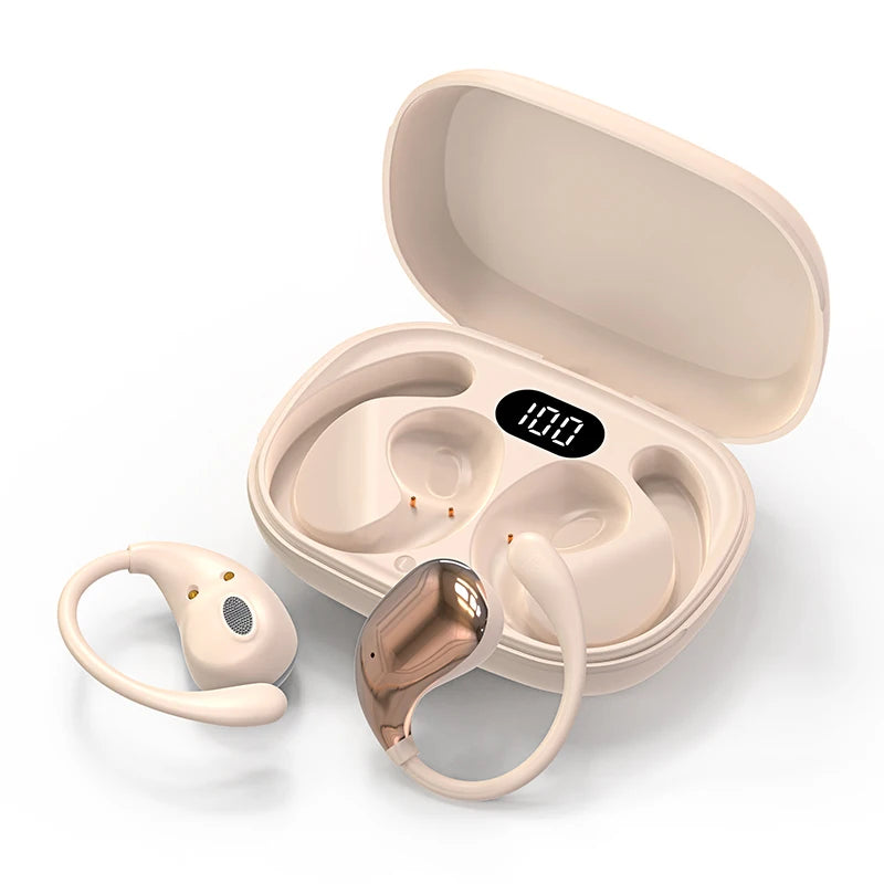 Bluetooth 5.4 Ear Hook Headphones TWS Wireless Earphones HiFi Stereo Waterproof Headsets LED Display Long Standby Touch Earbuds