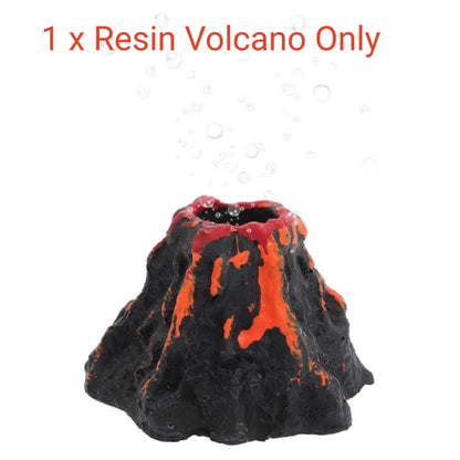 Aquarium Decoration Set Resin Submarine & Volcano Air Bubbler Fish Tank Ornaments Landscape Accessories for Betta Shrimp Decor