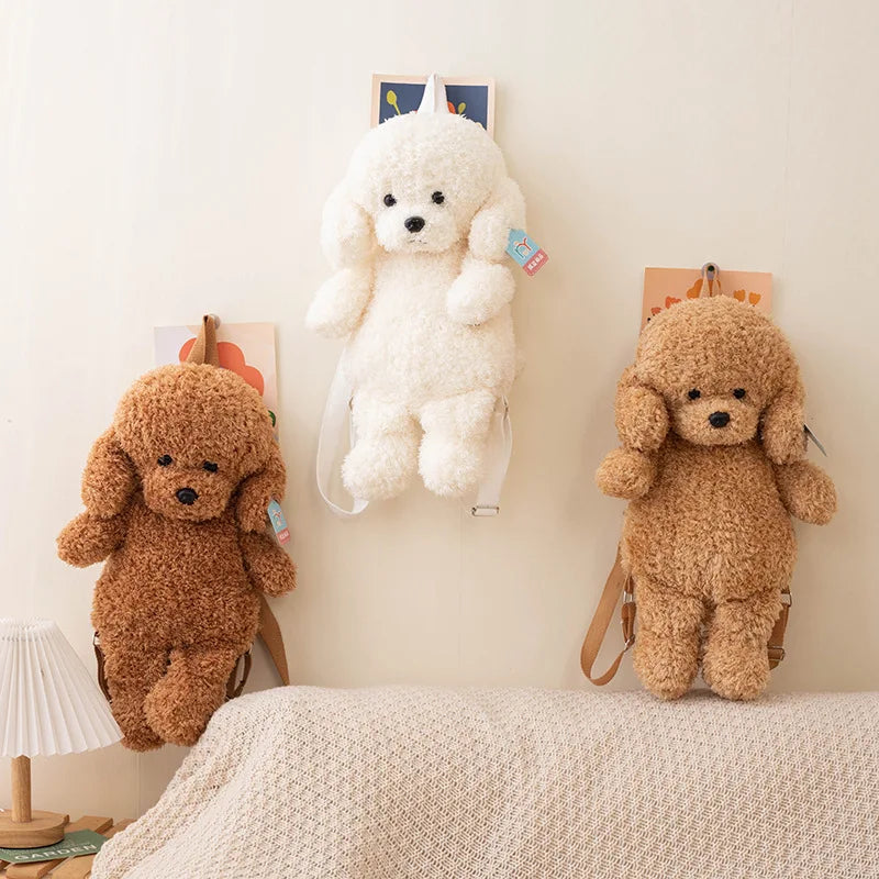 Cute Teddy Dog Backpacks Stuffed Animal Poodle Bag Girls Shoulders Bags Plush Student Schoolbags Backpack Puppy Toys for Boy