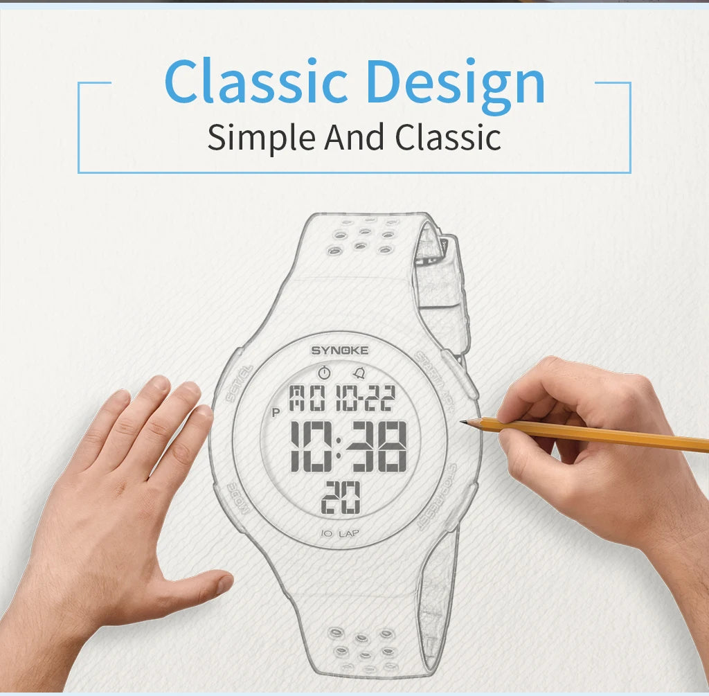 Outdoor Sport Watch Men Alarm Chrono Clock 5Bar Waterproof Military Watches LED Display Shock Digital Watch Thin Design