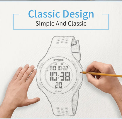 Outdoor Sport Watch Men Alarm Chrono Clock 5Bar Waterproof Military Watches LED Display Shock Digital Watch Thin Design