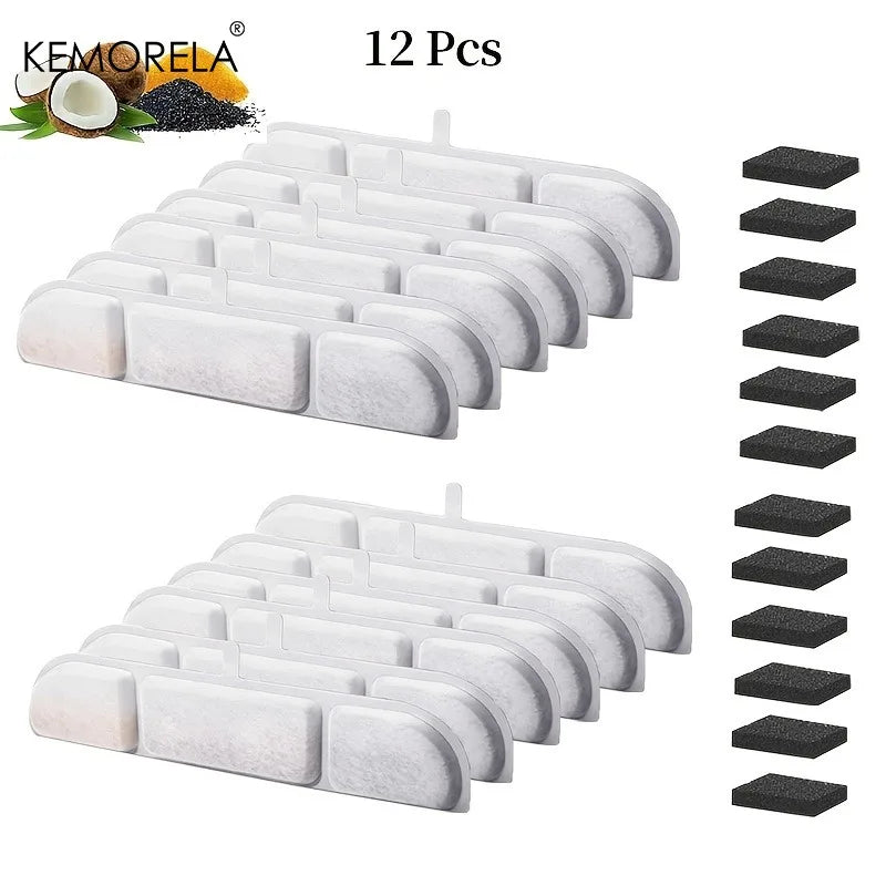 6/12PCS Cat Water Fountain Filters Replacement - with Activated Carbon Fit for Most Waterer Clean Drinking Water for Cats Pet