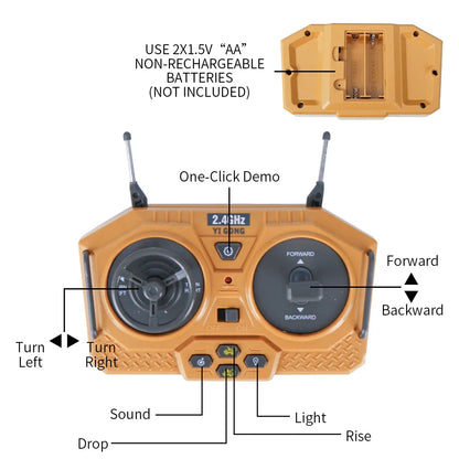 1:20 RC Excavator Dumper Car 2.4G Remote Control Engineering Vehicle Crawler Truck Bulldozer Toys for Boys Kids Birthday Gifts