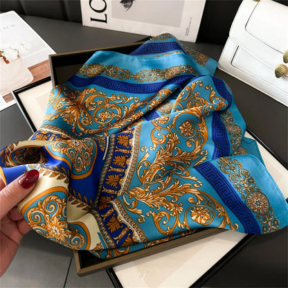 2025 New Fashion Luxury Printed Square Shawl Women 70x70cm Pashmina Silk Scarf Neck Headband Bandana