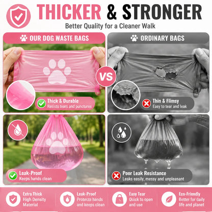 180PCS Dog Waste Bags Thick Leakproof Pet Poop Bags with Easy Carry Rolls for Dogs Cats Walking Outdoor Cleaning