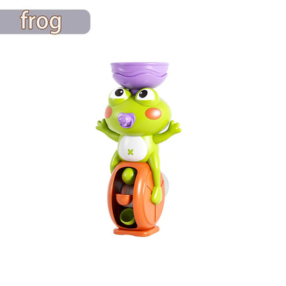 New Frog/ Bird Waterwheel Bath Toy for Children Kid Water Play Game in Shower Montessori Gift Spinner with Suction Cup Bathroom