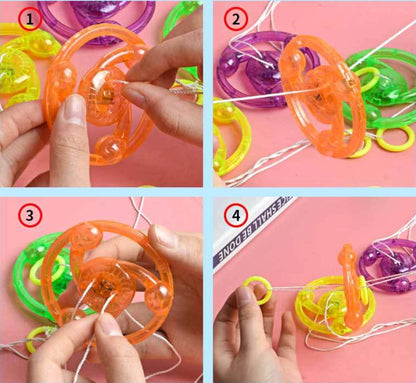 3/6/9pcs New Luminous Hand Pull Luminous Flashing Rope Flywheel Toy Led Light Toy Novelty Flywheel Flash Gyro Gift Toys