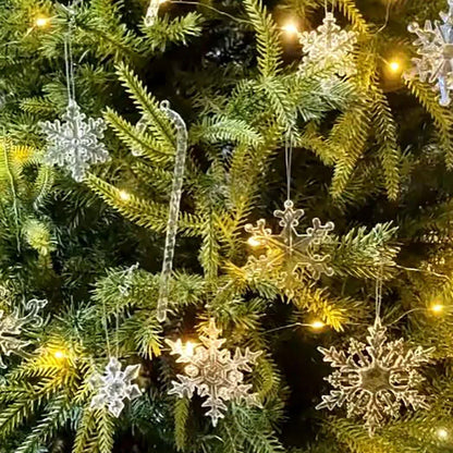 5pcs Christmas Home Decorations Crystal Acrylic Ornaments Snowflake Elk Xmas Tree Hanging Pendants Navidad 2025 New Year Gift