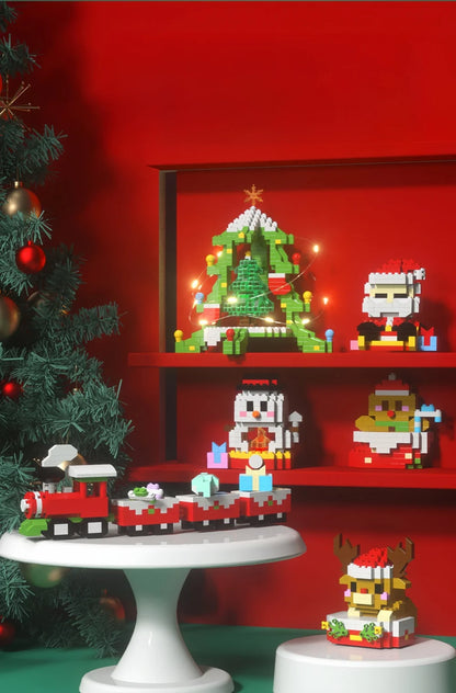 Christmas Gifts Micro Mini Building Blocks - Santa Claus, Christmas Tree, Reindeer, Snowman Train Elements Puzzle Assembling Toy