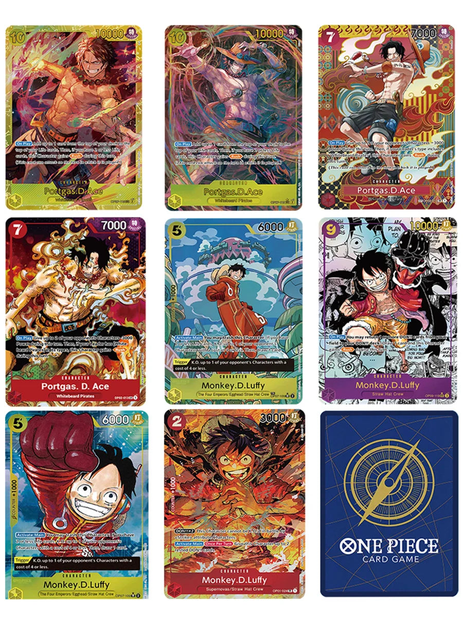 Anime One Piece OPCG English Version Monkey.D.Luffy Straw Hat Crew Portgas.D.Ace Whitebeard Pirates Collection Proxy Cards