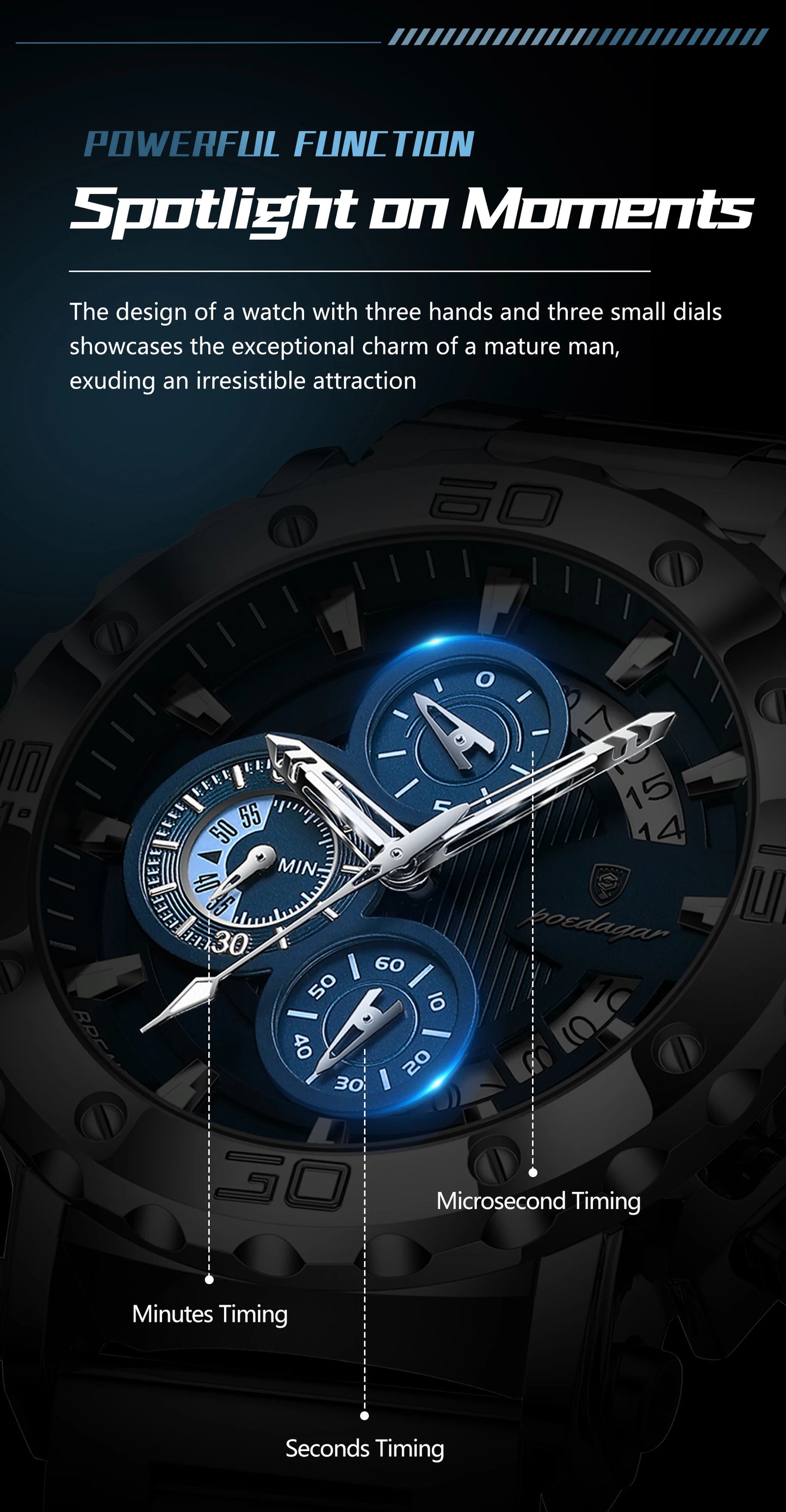 POEDAGAR Luxury Men's Watch Calendar Luminous Waterproof Man Clock Chronograph Stainless Steel Quartz Watches For Men Reloj Gift