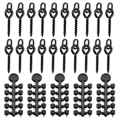 Hirisi 50pcs Rubber Beads for Carp Fish Hook Carp Fishing Accessories Fish Hook Stoper 20pcs Fishing Boilie Screw Chod Rigs