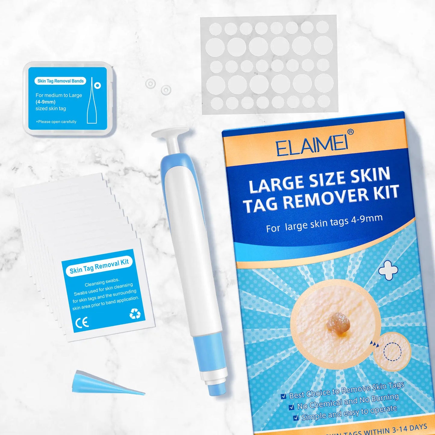 Skin Tag Removal Mole Wart Removal Facial Mole Wart Microstrip Tag Removal Kit Automatic Mole Remover Tool with Cleansing Swabs