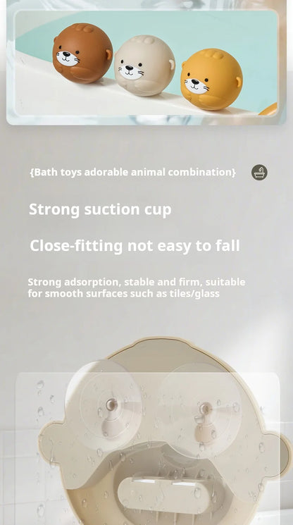Baby Bath Toys Floating Animal Otter Hippo Seal Kid Bathroom Shower Basketball Hoop Game Children Swimming Pool Water Play Gift