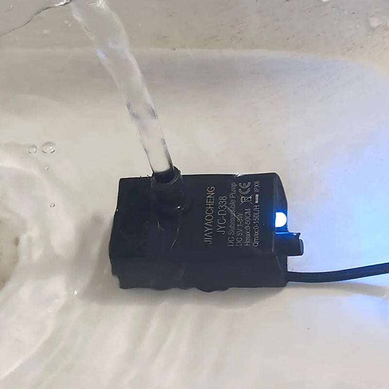 Ultra Quiet USB Aquarium Fish Tank Filtration Pump Mini Pet Fountain Submersible Adjustable Flow Water Circulation Pump 5V 5W/3W