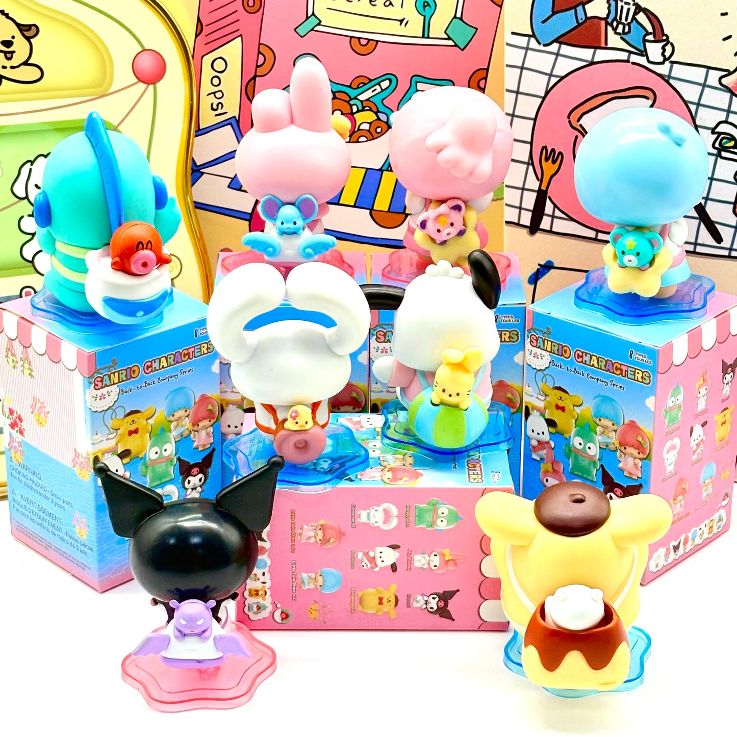 Sanrio Kuromi My melody Hangyodon Cinnamoroll Pompom Purin anime blind box figurine desktop cute ornament gift decoration kawaii