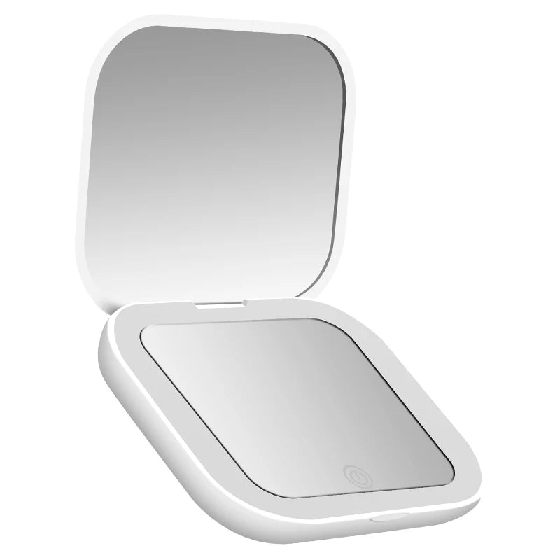 Compact Mirror with Lights, 1X/2X Magnification Portable Folding Handheld Small Pocket LED Travel Makeup Mirror for Gift, Purse