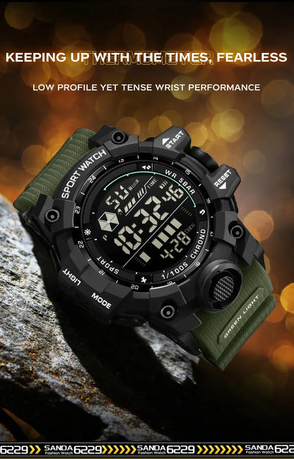 SANDA Men Outdoor Sports Watch Waterproof LED Analog Digital Show Multifunction Big Dial Electronic Wristwatch G style Male Cloc