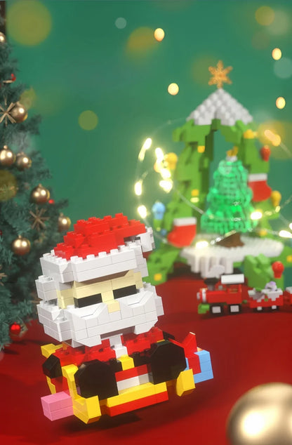 Christmas Gifts Micro Mini Building Blocks - Santa Claus, Christmas Tree, Reindeer, Snowman Train Elements Puzzle Assembling Toy