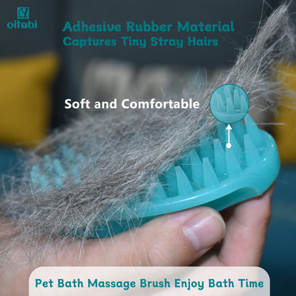 Oitabi Soft Rubber Pet Brush for Short Hair Dog & Cat Grooming Bathing Massaging Deshedding Multi-Function Wet or Dry Pets Brush