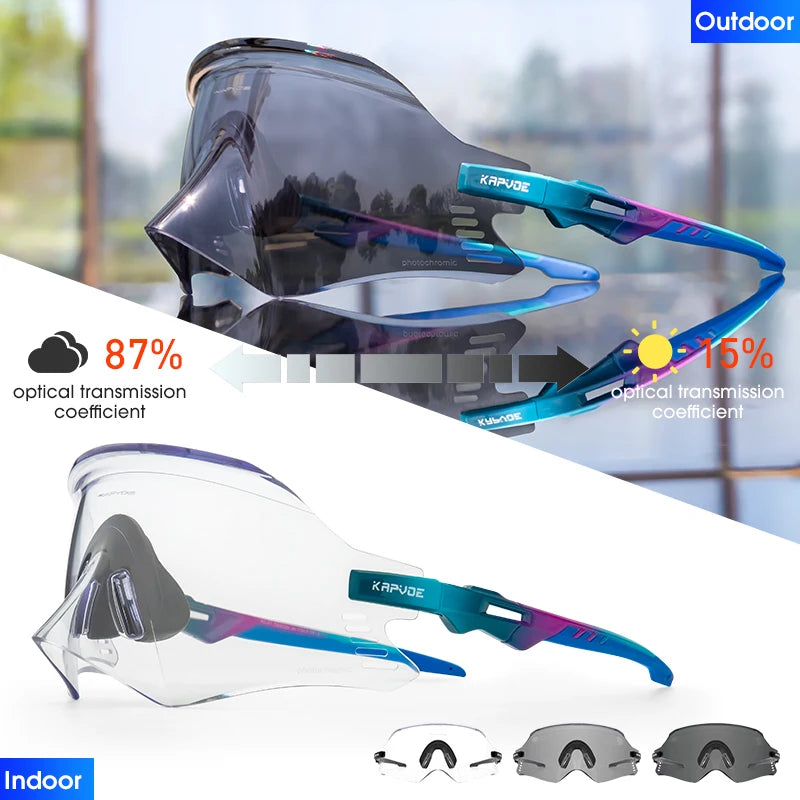 2025 Kapvoe Sport Sunglasses Road Bike Mountain Bicycle Cycl Glasses Riding Goggle Sports Eyewear for Man Women Cycling Glasses