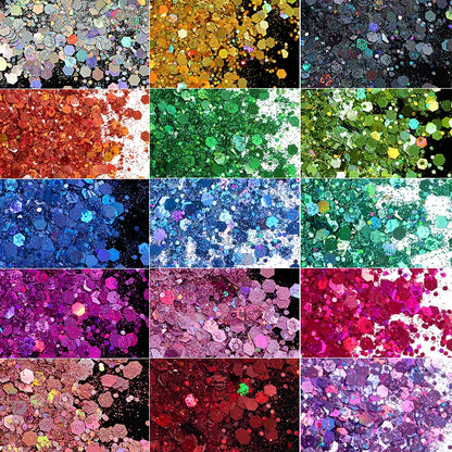 50g Chunky Glitter Holographic Laser Flakes Nail Glitter Powder For Jewelry Making Diy Resin Art Craft Fine Iridescent Sequins