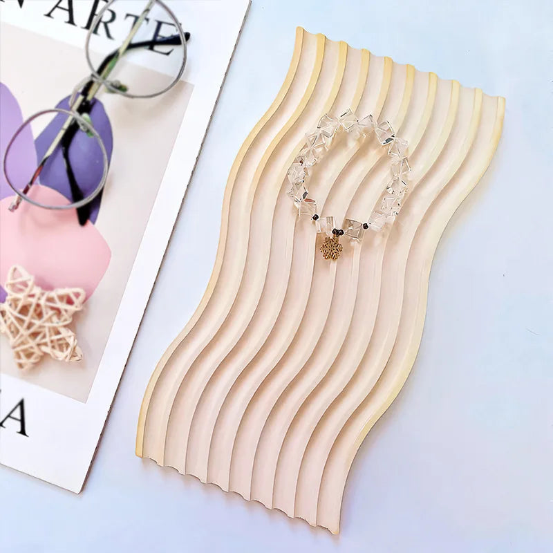 Geometric Tray Resin Mold Epoxy Resin Wave Shaped Silicone Molds for Cup Mat Holder DIY Home Decor Gypsum Ornaments Making Mould