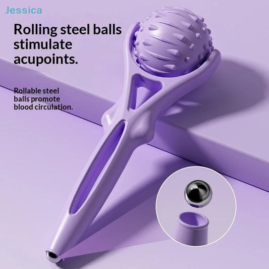 ♥Acupoint Massage Roller with Steel Balls - Handheld Body Massager for Circulation & Muscle Relief