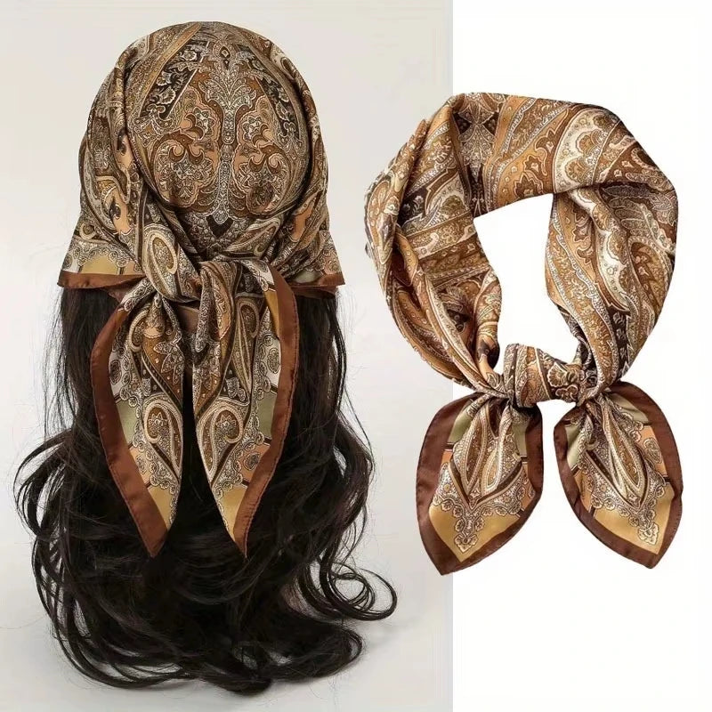 2025 New Fashion Luxury Printed Square Shawl Women 70x70cm Pashmina Silk Scarf Neck Headband Bandana