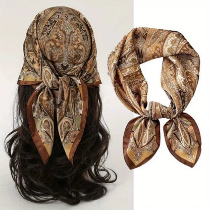 2025 New Fashion Luxury Printed Square Shawl Women 70x70cm Pashmina Silk Scarf Neck Headband Bandana