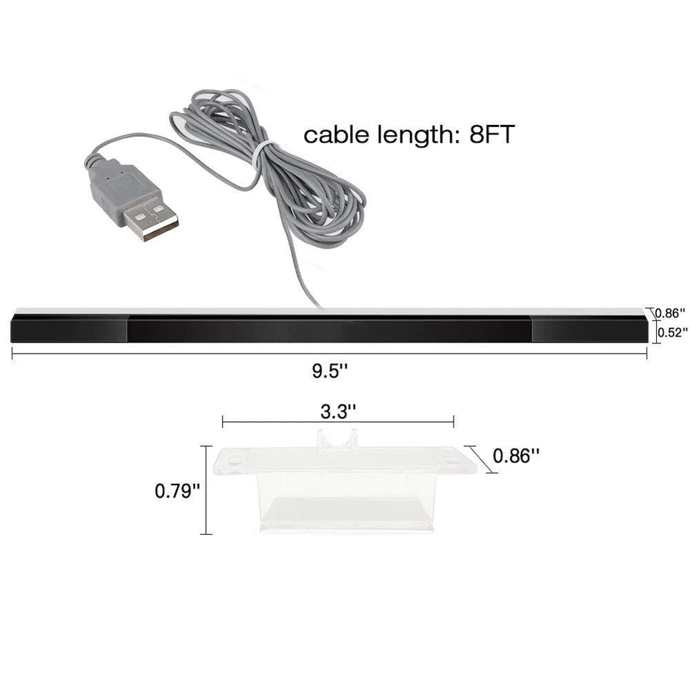 Wired Motion Sensor Receiver with Extension Cord Wired USB Infrared Ray Sensor Receiver IR Signal Ray for Nintendo Wii/Wii U