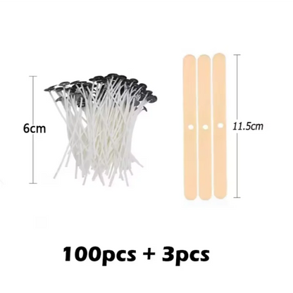50/100pcs Candle Wicks Holder Waxed Cotton Candle Wicks Set with Stand Original Smokeless Candle Wicks Soy Oil Wax Core Supplies
