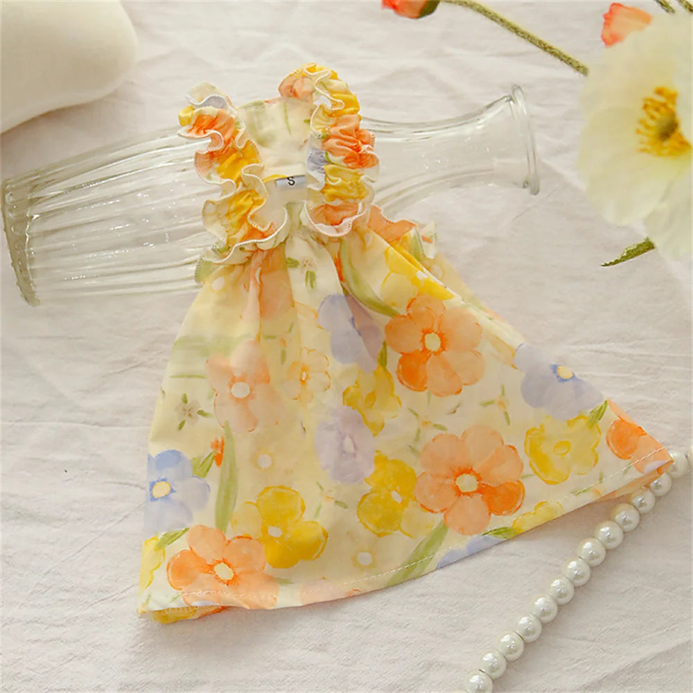 Summer Cotton Sphynx Cat Suspender Skirt Love Flower Pet Princess Dresses for Cats Gotas Katten Kedi Dog Dress mascotas Clothes