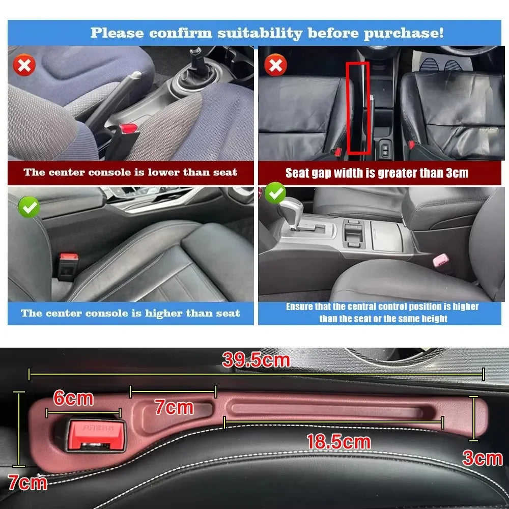 2pcs Car Seat Gap Filler Leak Proof Crevice Storage Organizer Universal Fit Between Seats Console Auto Interior Accessories