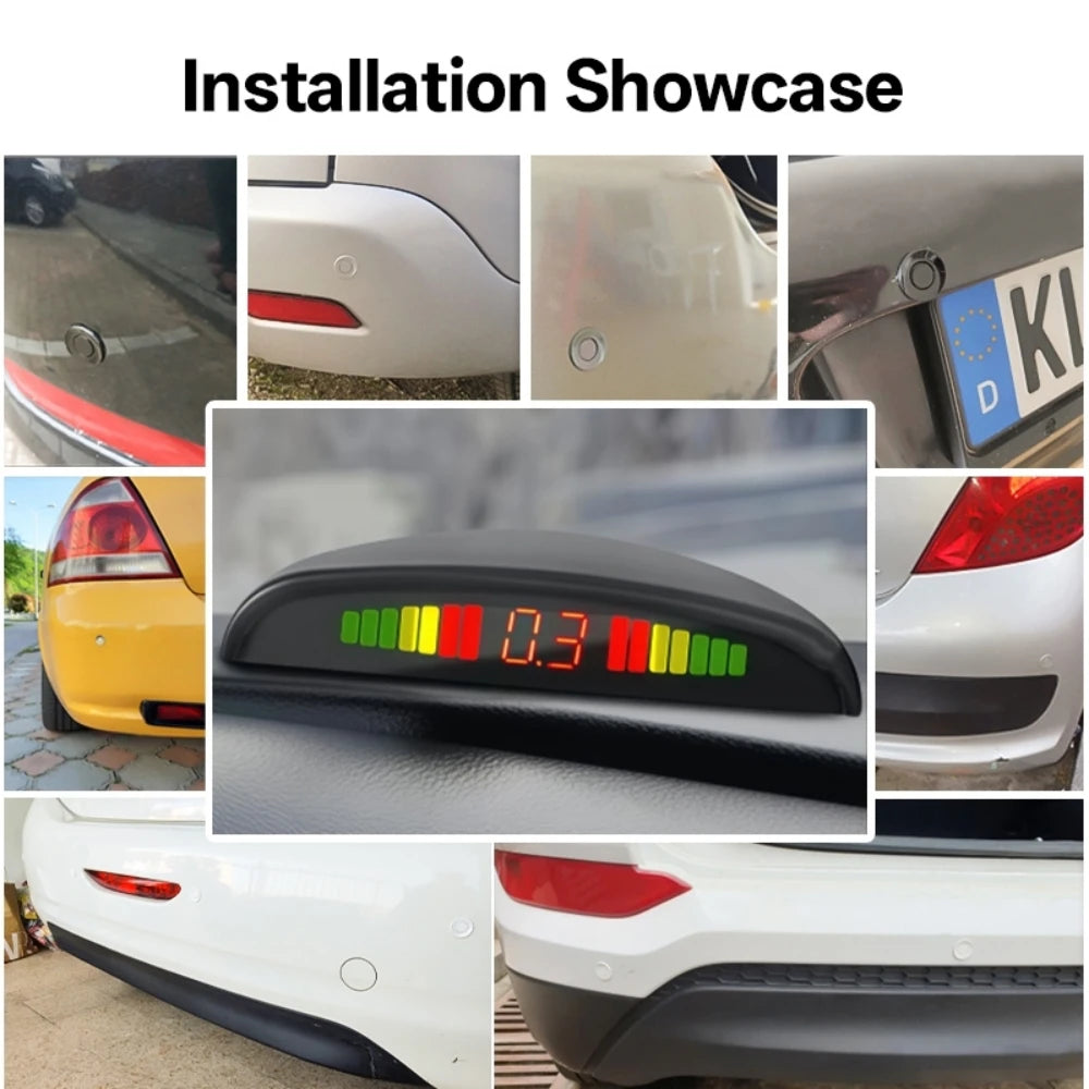 Hippcron Car LED Parking Sensor Kit 4 Sensors 22mm Reverse Radar Sound Alert Indicator System 8 Colors