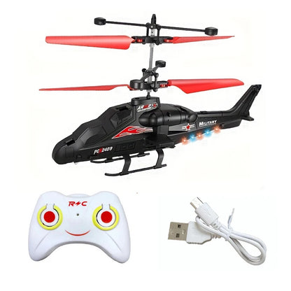 2-Way Remote Control Airplane Infrared Induction Helicopter LED Lights Drone USB Charging Fighter Model Boy Toy
