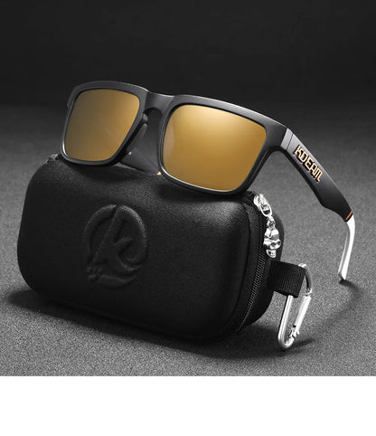 KDEAM Men's Polarized Sunglasses Square Casual Outdoors Sun Glasses Women Unisex Sunglass For Couple With Zipper Case