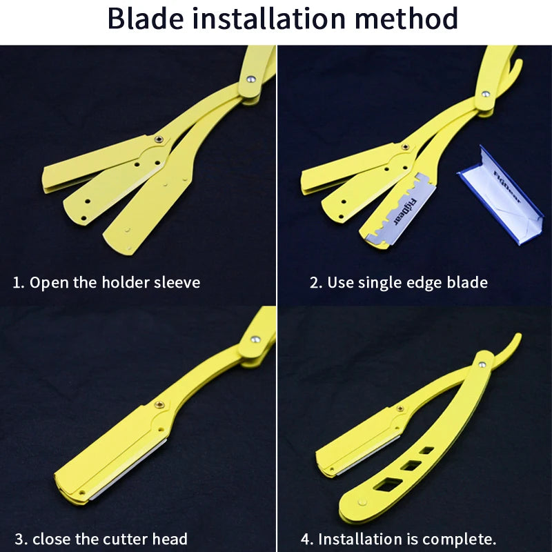 Men's Barber Shaving Razor Folding Knife Unisex Hair Removal Tool Eyebrow Knife ( Blades Not Included)
