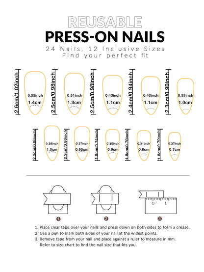 24PCS/ medium almond nail, red love pattern decoration, gold line outline, exquisite elegance, simple and generous, suitable for