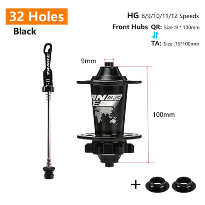 TANKE 120 Click Hub 6 Bearing MTB Mountain Bike Hub Front Rear 28 32 36 Holes QR Thru-axle Exchange Disc Brake Bicycle Hubs HG