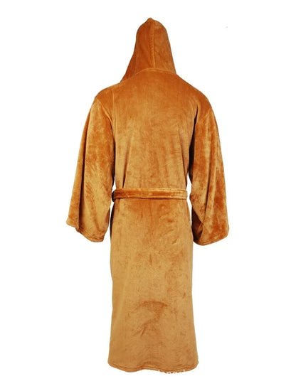 Jedi Cosplay Nightgown Male Homewear Flannel Robe Male With Hooded Thick Star Dressing Gown Empire Men's Bathrobe Winter Robe