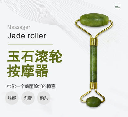 Natural Jade Roller Massager for Face Body Back Foot Massage Roller Facial Liftting Anti-wrinkle Double-end Gua Sha Jade Stone