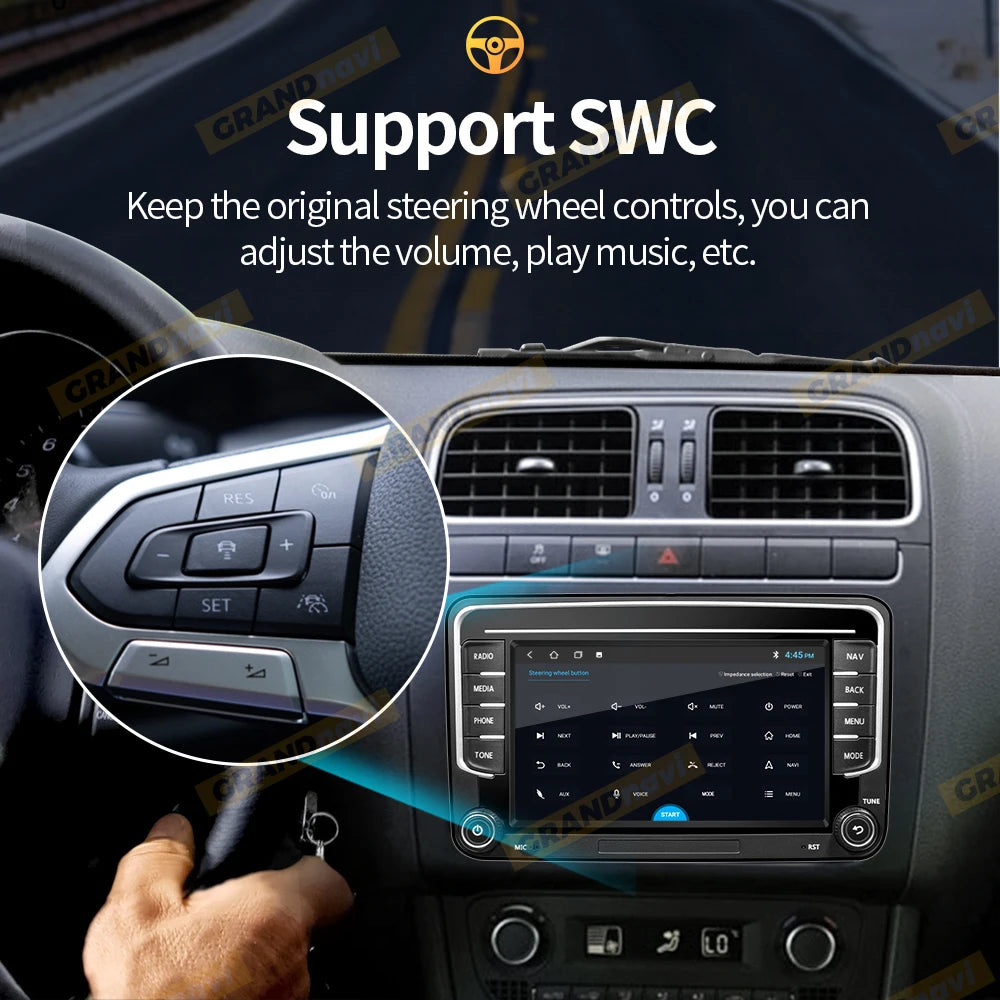 GRANDnavi Android13 Car Radio GPS For VW Volkswagen Skoda Octavia Golf 5 6 Touran Passat B6 Polo Jetta 2Din Multimedia Player