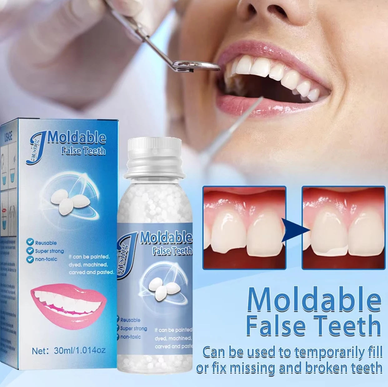 1/2/4Bottle Temporary Tooth Repair Moldable Teeth And Gaps False Tooth Solid Gel Adhesive Fake Teeth Beauty Tool Dental Supplies
