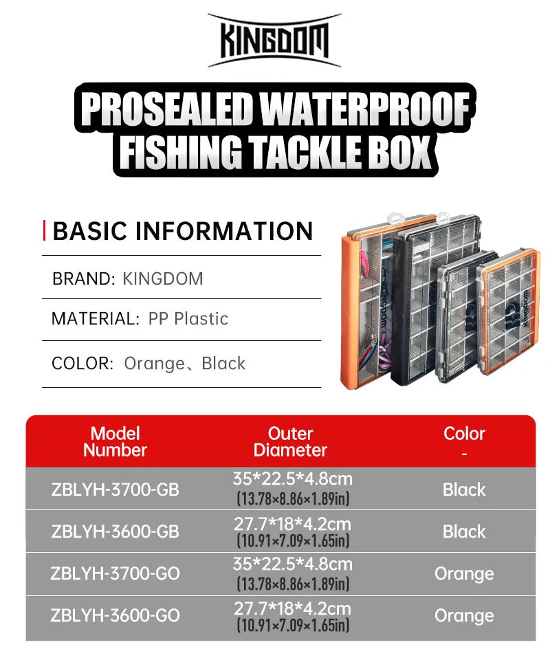 Kingdom Fishing Tackle Box 2 Sizes  Multifunction Tackle Trays Organizer with Removable Dividers Fishing Lure Storage Box
