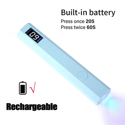 YIKOOLIN Rechargeable Handheld UV LED Nail Lamp 3W Portable Mini Gel Polish Dryer 2 Timer Setting USB Charging Manicure Tool Hom