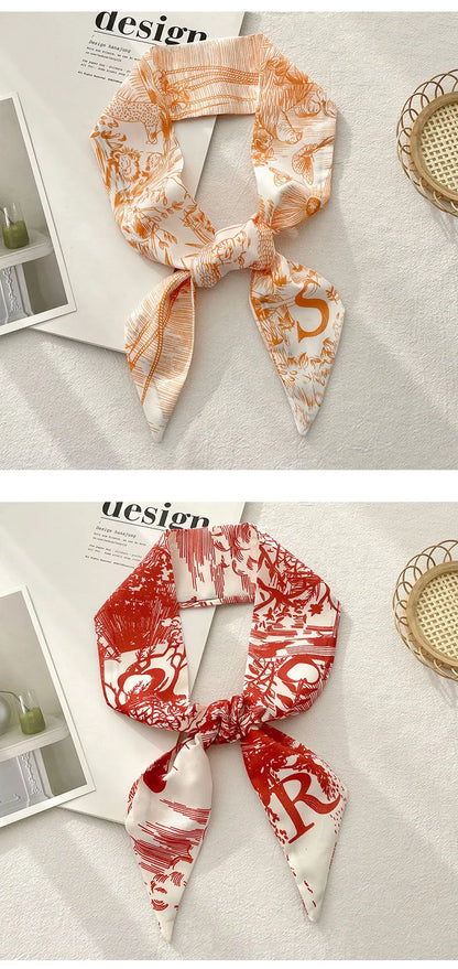 26 Letters Tarot Constellation Bag Scarf Twill Silk Scarves Women New Neckerchief Hair Headbands