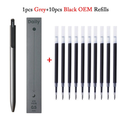 KACO Gel Pens Press Signature Pen Stationery Metal Pen Clip 0.5mm Black Ink Quicking Drying Large Capacity 800M Smooth Writing