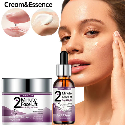 YOUNGCOME 2 Minute Face  Lift Day&Night Cream with Retinol and Serum, Hyaluronic Acid, Collagen,  Anti-Aging Firming Moisturizer