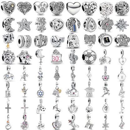 2025 New S925 Silver Spring Ball Bear Cross Pendant Suitable for Original Bracelets DIY Accessories Women's Charm Jewelry Gifts